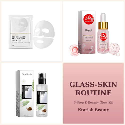 Glass-Skin Routine Bundle — Bio-Collagen Mask, Niacinamide Serum and Hyaluronic Acid Firming Serum
