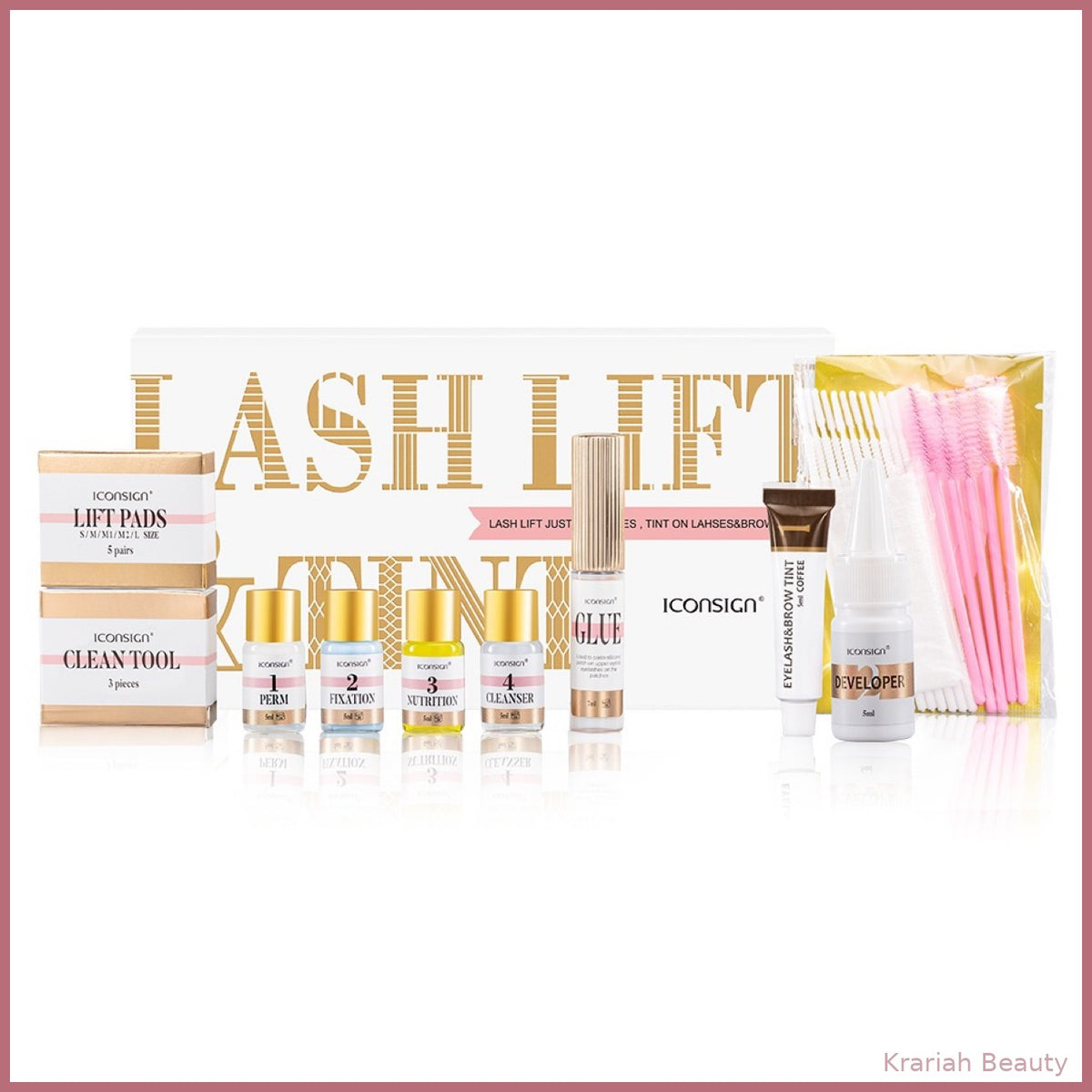 Lash lift and tint kit gold packaging